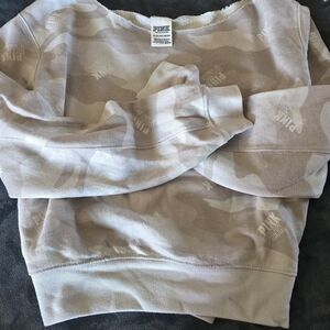 PINK Victoria's Secret Crewneck Sweatshirt in Light Taupe and Cream